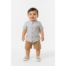 Butik Erkek Bebek %100 Pamuklu Şortlu Şapka Aksesuarlı 3'lü Takım
