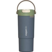 Vagonlife 660ML Yeni Koleksiyon Çift Renkli Tumbler Pipetli/pipetsiz Kullanım Kulplu Paslanmaz Çelik Termos