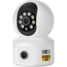 Özgürce Çift Kameralı 5mp Full Hd 4K Kablosuz Wi-Fi Güvenlik Kamerası