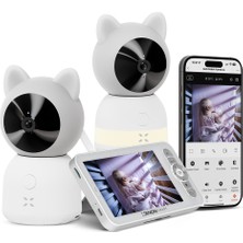Özgürce Iki Adet Akıllı Bebek Kamerası, 5" Monitör, Çoklu Izleme ve Sesli Iletişim