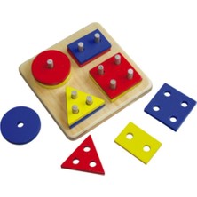 Özbience Renkli Ahşap Geometrik Şekiller Çocuk Eğitici Kutu Oyunu