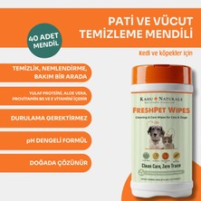 Kahu Naturals Pati, Tüy, Vücut Temizleme Mendili, Kedi ve Köpek, Doğada Çözünür, Aloe Vera, Vitamin E ve B5, Yulaf Proteini, 40 Adet
