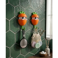Kitchen Dream Akıllı Mekanizmalı Sevimli Havuç Tasarımlı Otomatik Açılan Yapışkanlı Duvar Askısı 1 Adet