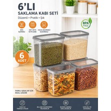 Eba Home 6 Adet 2 Litre Erzak Bakliyat Saklama Kabı Seti 20 Adet Etiket Hediye