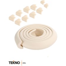Özgürce Krem Renk Kauçuk Kenar Köşe Koruyucu Set, 10 Adet ve 2 Metre Emniyet Bandı