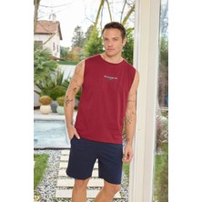 Relax Mode Erkek Bordo Sıfır Kol Şortlu Pijama Takımı - 6180-5R