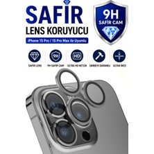 Sonreir iPhone 15 Pro / 15 Promax Natürel Titanyum Metal Kamera Lens Koruyucu Safir Cam Ultra Net HD
