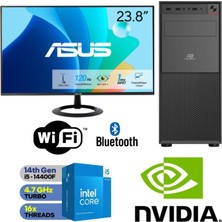 Şafak-Ofis Pc 24" Asus Monitörlü Intel Core I5 14400F 10 Çekirdek Gt 4gb 16GB Ram 500GB M.2 SSD 600W Win 11 Pro Wi-Fi Masaüstü Ofis ve Öğrenci Bilgisayarı Seti