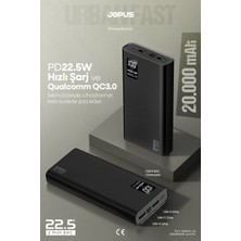 Jopus 20000MAH Powerbank Pd 22.5W Hızlı Şarj - Dijital Ekranlı - Taşınabilir Şarj Cihazı - Beyaz JP-P12