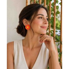 Myth Atelier Turuncu ve Sarı Lilyum Çiçek Küpe - Zarif ve Şık