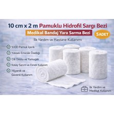 Popüler Sepet 10 cm x 2 M Pamuklu Hidrofil Sargı Bezi Medikal Bandaj Yara Sarma Bezi Ilk Yardım ve Hastane Kullanımı 5 Adet