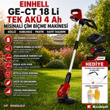 Einhell 18 Li Akülü Kenar Kesme 4.0AH Starter Kit +Koruyucu  Iş Gözlüğü ve Iş Eldiveni Hediye
