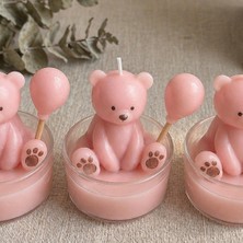 Dekor Çarşısı 5 Adet Ayı Figürlü Tealight Mum – Balonlu Sevimli Ayı Tasarımı, Dekoratif El Yapımı Kokulu Mum, Baby Shower & Doğum Günü Hediyesi