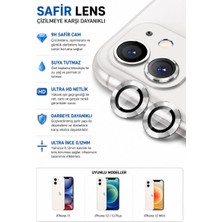 Sonreir iPhone 11 / 12 / 12 Mini Açık Gri Metal Kamera Lens Koruyucu Safir Cam Ultra Net HD