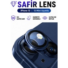 Sonreir iPhone 13 / 13 Mini Koyu Mavi Metal Kamera Lens Koruyucu Safir Cam Ultra Net HD