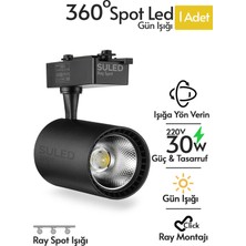 Mikasso Ray Spot Işık Siyah Kasa - Gün Işığı 360/90 Dönebilen 30W Ray Spotu LED Işık Pro 220V