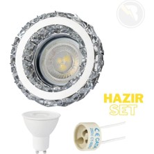 Mikasso Berfin Dekoratif Modern Salon, Koridor, Mutfak, Lamba Kristal Cam Spot 7W Beyaz Işık - CT-6584