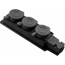 Mikasso HV4123 – 1×16A Monofaze Topraklı 3’lü Grup Priz (Earthed Group Socket – 3 Gang) Siyah