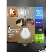 Mikasso Şarjlı LED AMPUL12W 900 Lm Beyaz Elektrik Kesilince De Yanar Şarjlı 1ADET Çift Pilli 2400MAH