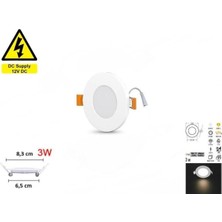 Mikasso Karavan Tavan LED Spot 12V 3W Beyaz Kasa (Gün Işığı Aydınlatma)