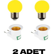 Mikasso Anahtarlı Fişli Duy 1 W Sarı Renkli E27 Duy LED Ampul 2 Adet