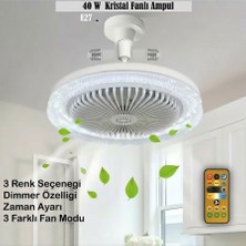 SeckinStore Uzaktan Kumandalı Kristal Pervane LED Ampul - 3 Kademe Fanlı, 3 Renk Seçenekli E27 Duy