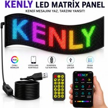 Kenly 35X10 cm Programlanabilir LED Matrix Kayan Yazı Paneli – 20X64 Pixel, Bluetooth Uygulama Kontrollü, Emoji & Animasyon Destekli Rgb LED Tabela