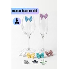 Van Vleck 6’lı Silikon Bardak Işaretleyici – Renkli Fiyonk Kupa Fincan Ayırıcı, Bardak Tanımlayıcı Set