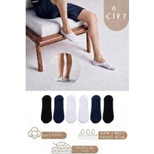 Tina Atelier 6 Çift Erkek Düz Pamuklu Kaydırmaz Silikon Topuklu Babet Çorap Seti