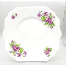 My Balli Store Mor Menekşe Desenli Vintage Ingiliz Antika Servis Tabağı (23.5cm)