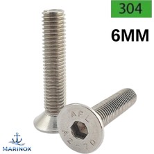 Marinox M6 Paslanmaz Havşa Baş Imbus Civata Çeşitleri DIN7991 A2 Aısı 304 Kalite ( 25 Adet)