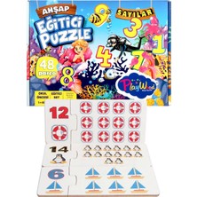 Özbience Renkli Ahşap Eğitici Puzzle Sayılar, Çocuklar Için Eğlenceli Öğrenme Oyunu