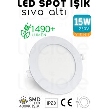 Mikasso 15W Slim LED Spot – 4000K Doğal Beyaz Işık, 1490 Lümen, Beyaz Kasa, 18.8 Cm, 220V, 15000 Saat Ömür