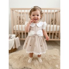 Bebezade Kız Bebek Nakışlı Yakalı Blomline %100 Pamuk Elbise