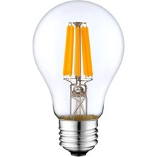 Mikasso Rustik 4W A60 LED Filament Ampul Şeffaf Cam E27 Sarı Işık Dekoratif Vintage Aydınlatma