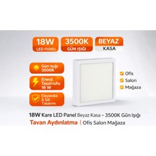 Mikasso 18W Kare LED Panel Beyaz Kasa – 3500K Gün Işığı Tavan Aydınlatma | Ofis Salon Mağaza