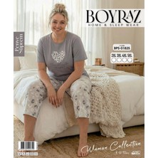 Amora Fancy Clothing Boyraz BPS-01825 Kadın Battal Kısa Kol Kapri Takım