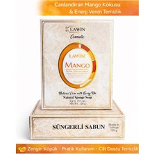 Lawin Mango Özlü Doğal Süngerli Sabun – Banyo Süngeri Lif, Peeling Etkili, Zengin Köpük