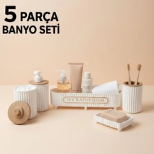 LE Paris 5 Parça Banyo Seti | Sıvı Sabunluk | Diş Fırçalık | | Katı Sabunluk | Pamukluk | Organizer