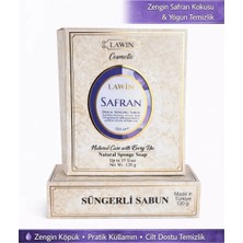 Lawin Safran Özlü Doğal Süngerli Sabun – Banyo Süngeri Lif , Peeling Etkili, Zengin Köpük