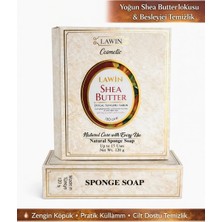 Lawin Shea Butter Doğal Süngerli Sabun – Banyo Süngeri Lif, Peeling Etkili, Zengin Köpük