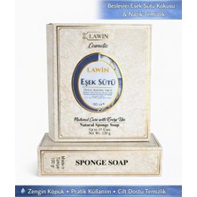 Lawin Eşek Sütü Özlü Doğal Süngerli Sabun – Banyo Süngeri Lif, Peeling Etkili, Zengin Köpük