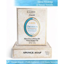 Lawin Okyanus Özlü Doğal Süngerli Sabun – Banyo Süngeri Lif, Peeling Etkili, Zengin Köpük