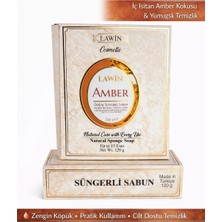 Lawin Amber Özlü Doğal Süngerli Sabun – Banyo Süngeri Lif, Peeling Etkili, Zengin Köpük
