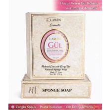 Lawin Gül Özlü Doğal Süngerli Sabun – Banyo Süngeri Lif, Peeling Etkili, Zengin Köpük