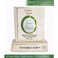 Lawin Deniz Yosunu Doğal Süngerli Sabun – Banyo Süngeri Lif, Peeling Etkili, Zengin Köpük