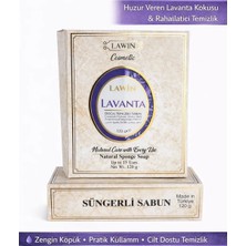 Lawin Lavanta Özlü Doğal Süngerli Sabun – Banyo Süngeri Lif, Peeling Etkili, Zengin Köpük