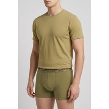 Balkonda Erkek Askeri Fanila, Boxer ve Çorap Takım Haki Yeşil 6'lı Ekonomik Paket Pamuk Cotton