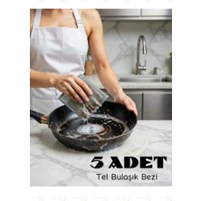 MAİN SHOP Main Shop 5 Adet Tel Bulaşık Bezi Çizmez Bulaşık Teli Çelik Bez 20X20 Çift Katmanlı Inox Tel Bez M- 602