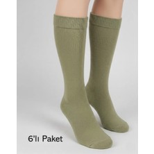 Balkonda Erkek Askeri Çorap Haki Yeşil 6'lı Ekonomik Paket Pamuk Cotton